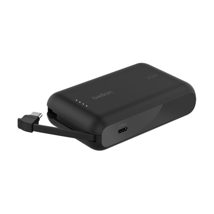 BELKIN 10K PD20W INTEGRATED USB-C CABLE POWER BANK BLACK